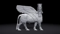 Assyrian Human headed winged bull Triangulated Stylized 3D print model