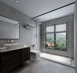 Bathroom modern with glass shower 3D model