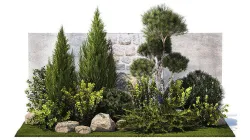 Beautiful garden with thuja cypress pine juniper 1374 3D model