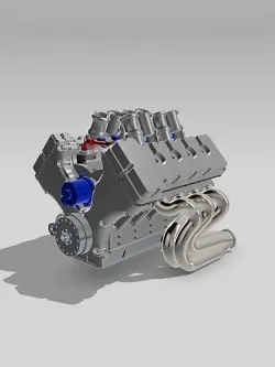 Billet Coyote Engine with 8 throttle ITBs intake 3D print model