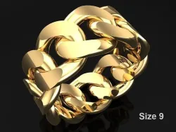 Chain ring - Miami Cuban ring - Link ring - Size 09 3D print model