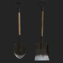 common  2 shovels with   textures  for unity unreal pbr  3D model