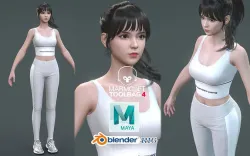 Female in Fitness yoga sport suit Game Assets Low-poly 3D model