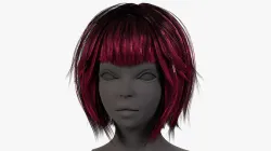 Female- Short-Hair Low-poly 3D model