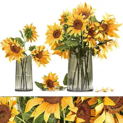 Flower bouquet of sunflowers in a vase 119 3D model