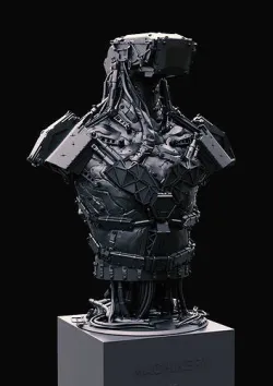 Hammerhead futuristic bust made of metal 3D print model