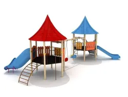 Hexagon Metal Kid Playground with Swings 3D model