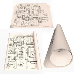 House Blueprints Set Low-poly 3D model