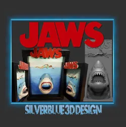 Jaws Poster Art 3D print model