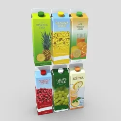 Juice Carton Pack 2  Low-poly 3D model