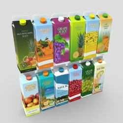 Juice Carton Pack 3  Low-poly 3D model