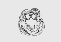 Love couple wall decoration line art