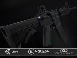 M4A1 RIS high detail Low-poly 3D model