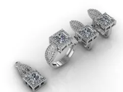 Mini Set Ring Pendant Earrings STL 3DM Womens Jewelry 3D print model
