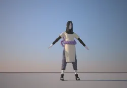 Orochimaru woman in dress on sky Low-poly 3D model