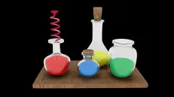 Potions table bottles Low-poly 3D model