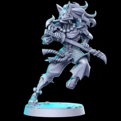 PRE-SUPPORTED Oni Samurai - 32mm - DnD
