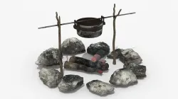 Realistic Campfire  Low-poly 3D model