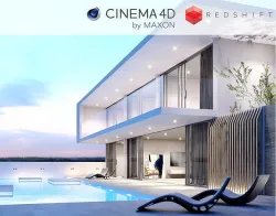 Redshift - C4D Scene files - Modern Minimalist House Exterior 3D model