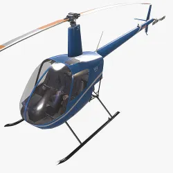 Robinson R22 Blue Complex Animation Low-poly 3D model