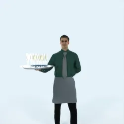 Romance 05H Waiter Offering Working Man Low-poly 3D model