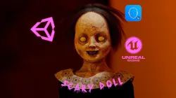 Scary Doll for horror Low-poly 3D model