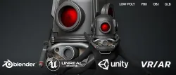 SCI-FI Combat Diving Helmet equipment with Knife Low-poly 3D model