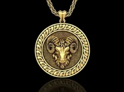 The Aries Zodiac Sign Ram Medallion Pendant V3 3D print model