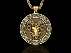 The Aries Zodiac Sign Ram Medallion Pendant V4 3D print model