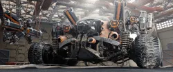 The harvester futuristic vehicle in factory 3D model