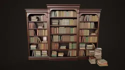 Vintage bookcase Low-poly 3D model