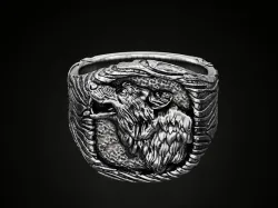 Wolf  ring  for men textured  3D print model