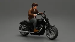 Young man riding a motorbike 3D print model