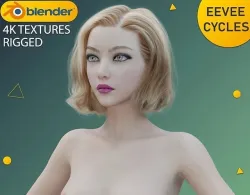 Young Pretty Chic Lady with Shaggy Lob Bob Hairstyle - Rigged - Low-poly 3D model