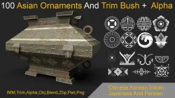 100 Asian Ornametns And Trim Bush 3D model