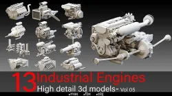 13 Industrial Engines- Vol 05- High detail 3d models Low-poly 3D model