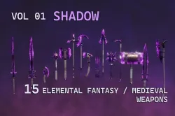 15 Shadow - cursed weapons - medieval - fantasy - magic - VOL 01 Low-poly 3D model
