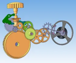 3d model of the kinematic diagram of a mechanical wristwatch