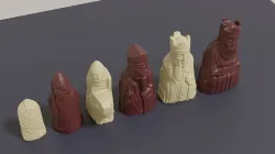 3D printable Medieval Chess Set Pieces OBJ 3MF Blender 3D print model