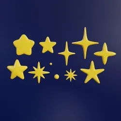 9 cartoon star models Low-poly 3D model