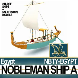 Ancient Egyptian Nobleman Ship and Naval Props 3D model