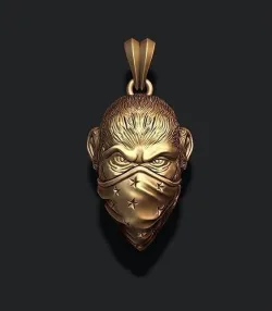 ape gorilla with bandana handkerchief pendant  3D print model
