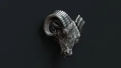 Aries ram head  with horns for pendant  3D print model