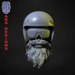 Biker skull version 6 Bas relief wall decor 3D print model