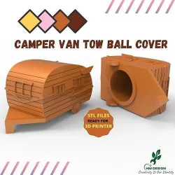 Camper Van Tow Ball Cover Cap Design 2 3D print model