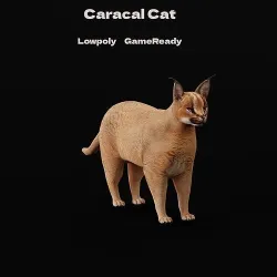 Caracal Wild Cat Low-poly 3D model