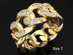Chain ring - Miami Cuban ring - Link ring - Size 07 3D print model