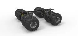 Chassis of vintage monster truck with double wheels 1 to 25 3D print model