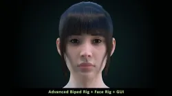 Cinematic Female 003 - Advanced Body Rig - Face Rig - GUI Low-poly 3D model