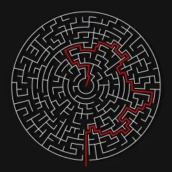 Circular maze with solution Low-poly 3D model
